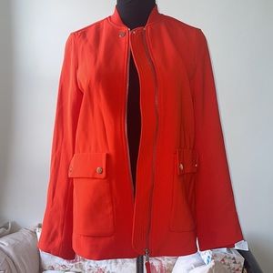 H&M Overcoat Full Zip Pockets Stretch Long Sleeve Red Jacket Women 2